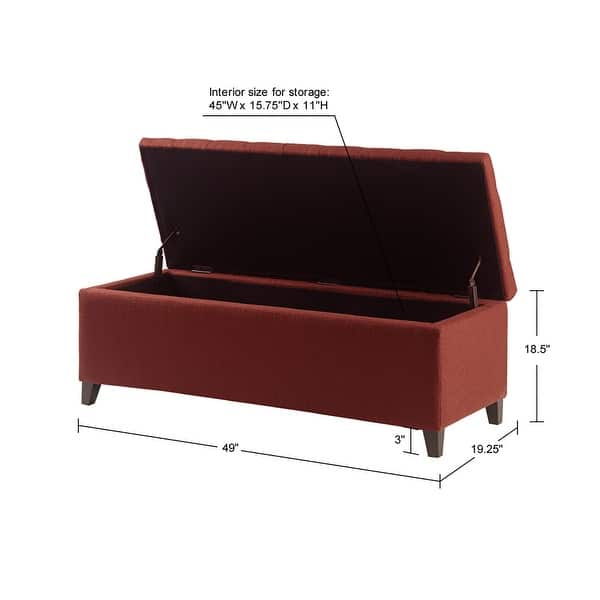 Madison Park Sasha Rust Red Tufted Top Storage Bench - On Sale - Bed ...