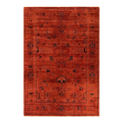 Vibrance, One-of-a-Kind Handmade Area Rug - Red, 6' 0" x 8' 9" - 6' 0" x 8' 9"