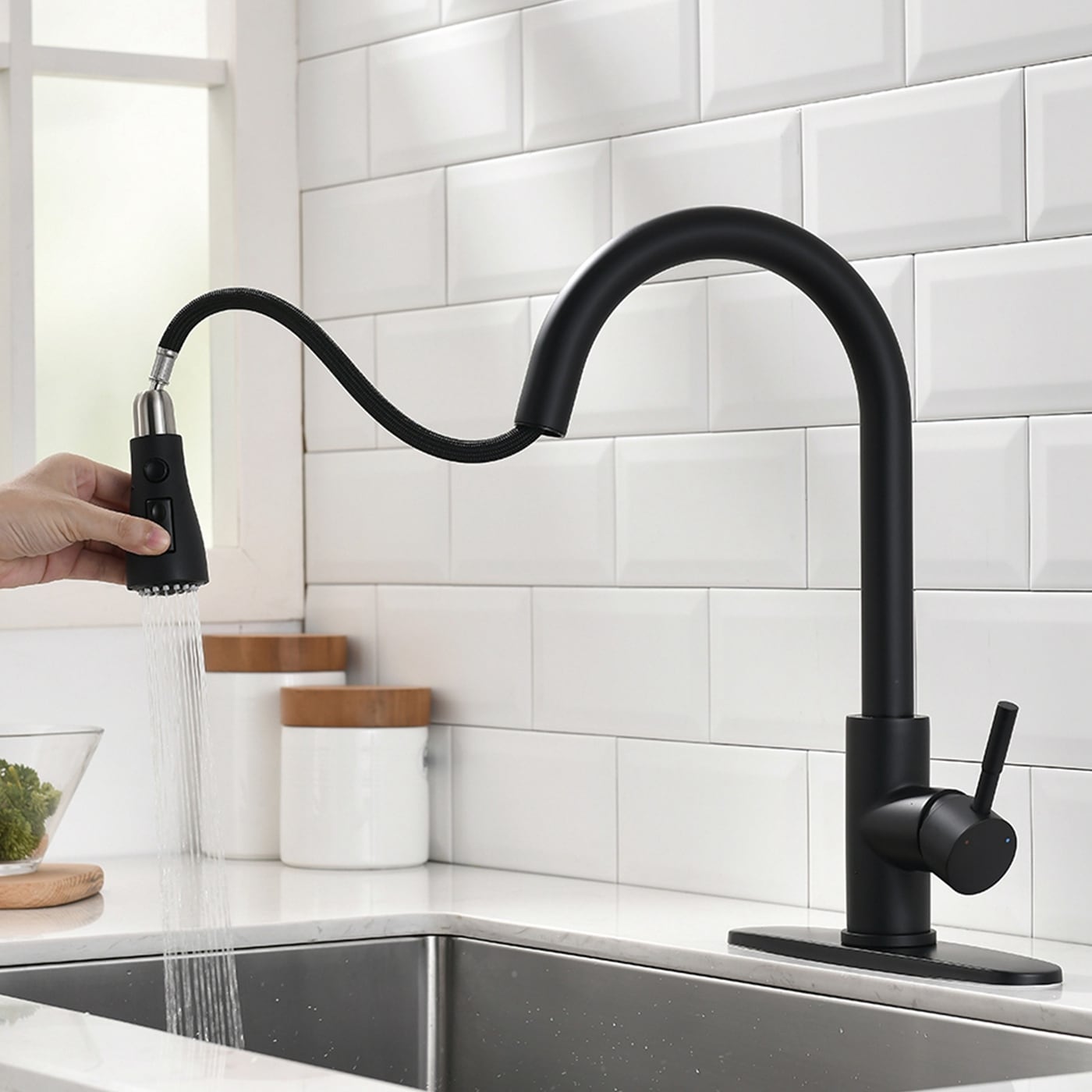 Single-Handle Pull Down Touch Kitchen Faucet with Deck Plate On Sale  Bed Bath  Beyond 36795845