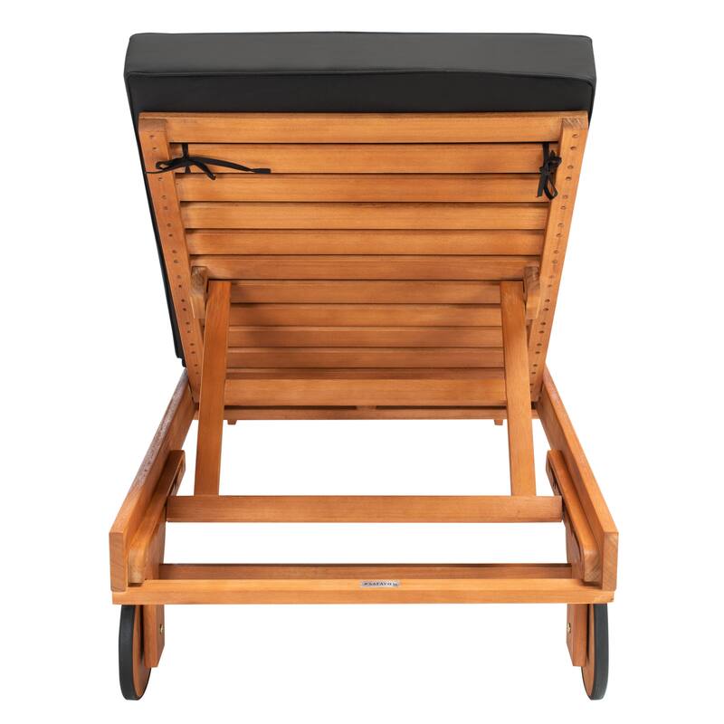 SAFAVIEH Outdoor Aubrie Adjustable Chaise Lounge Chair with Wheel.