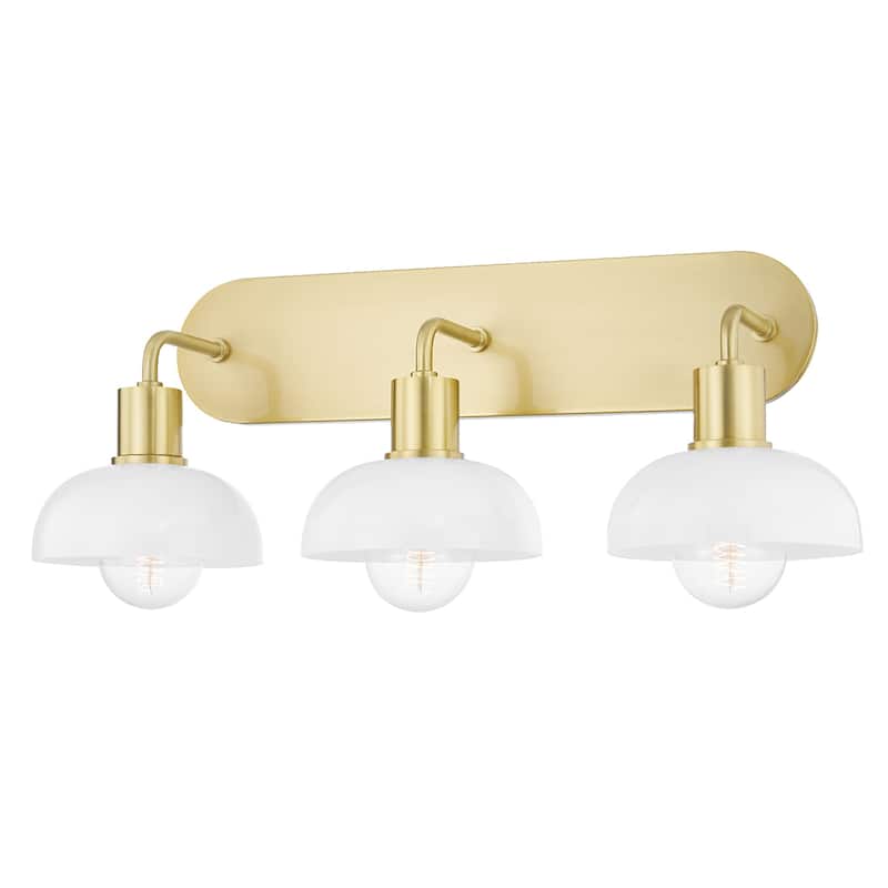 Mitzi by Hudson Valley Kyla 3-light Bath Bracket with Opal Glossy Glass - Aged Brass