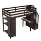 preview thumbnail 24 of 25, Twin Size Wooden Loft Bed with Storage Drawers, Desk, Storage Stairs, Shelves