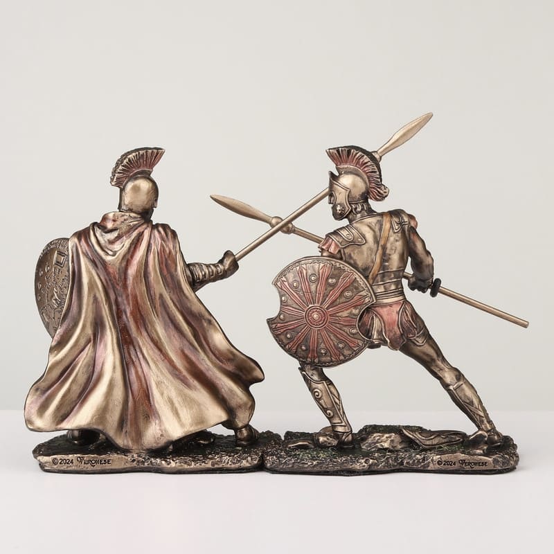 3.94 inches Width Polyresin Hector Fighting Achilleus Bronze Finish Figurine