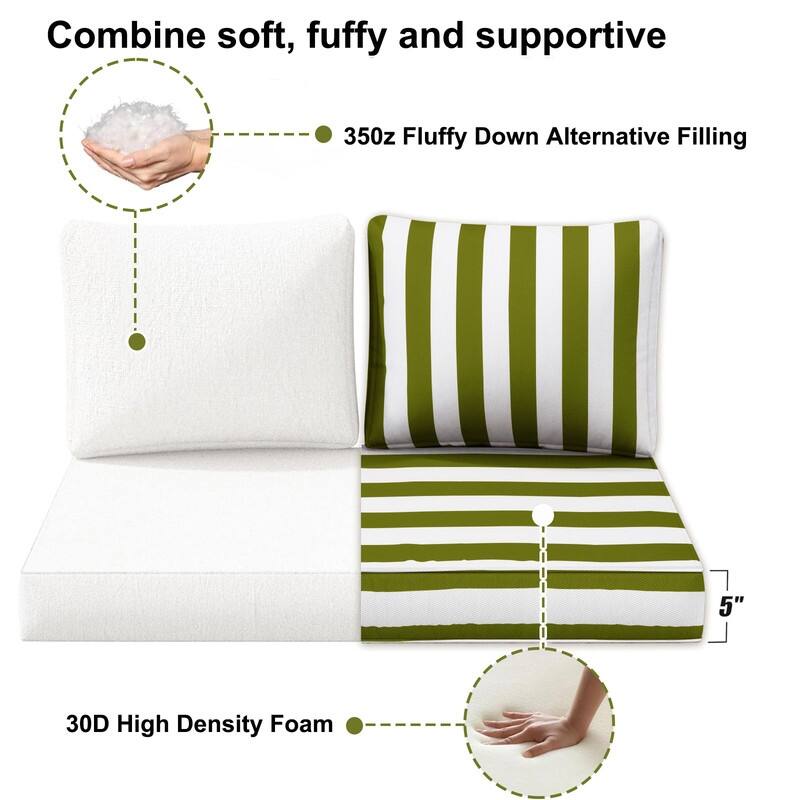 Outdoor Loveseat Cushion Set (Set of 1 Seats,48x24in, 2 Backs,24x18in )