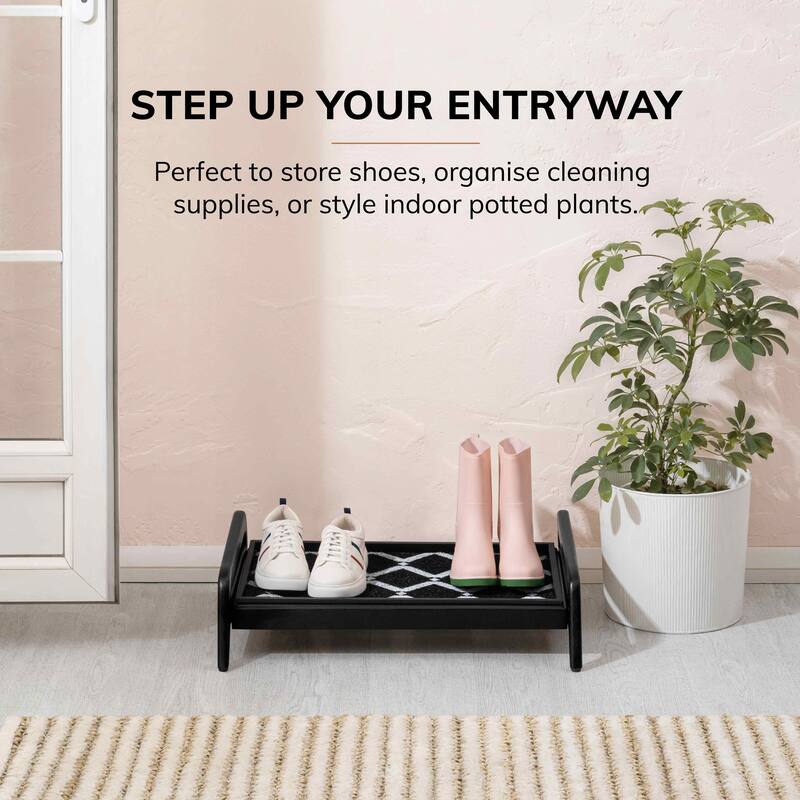 Jani Single-Tier Black Stand 2-Pair Rubber Boot Tray