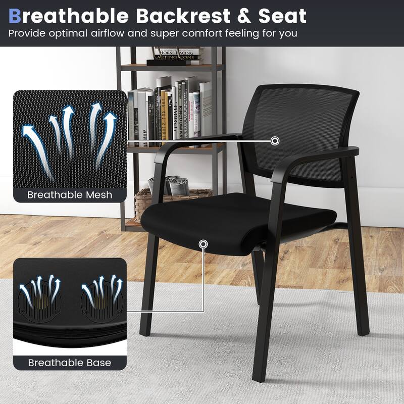 Gymax 6-Pack Office Conference Chair Set Mesh Guest Reception Stack