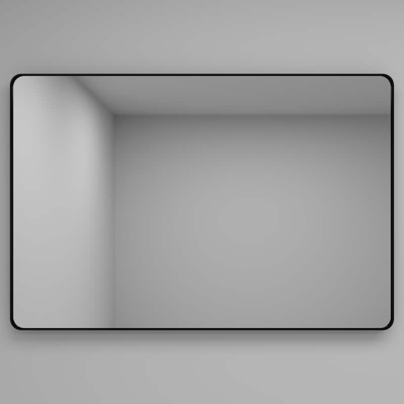 48 Inch Black Rectangular Mirror Metal Framed Mirror Vanity Mirror Dressing Mirror, for Bathroom, Living Room
