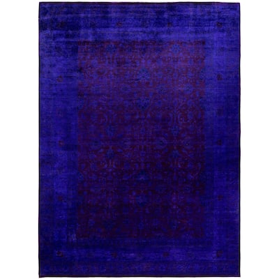 Overdyed One-of-a-Kind Hand-Knotted Area Rug - Purple - 9' 3" x 12' 2"