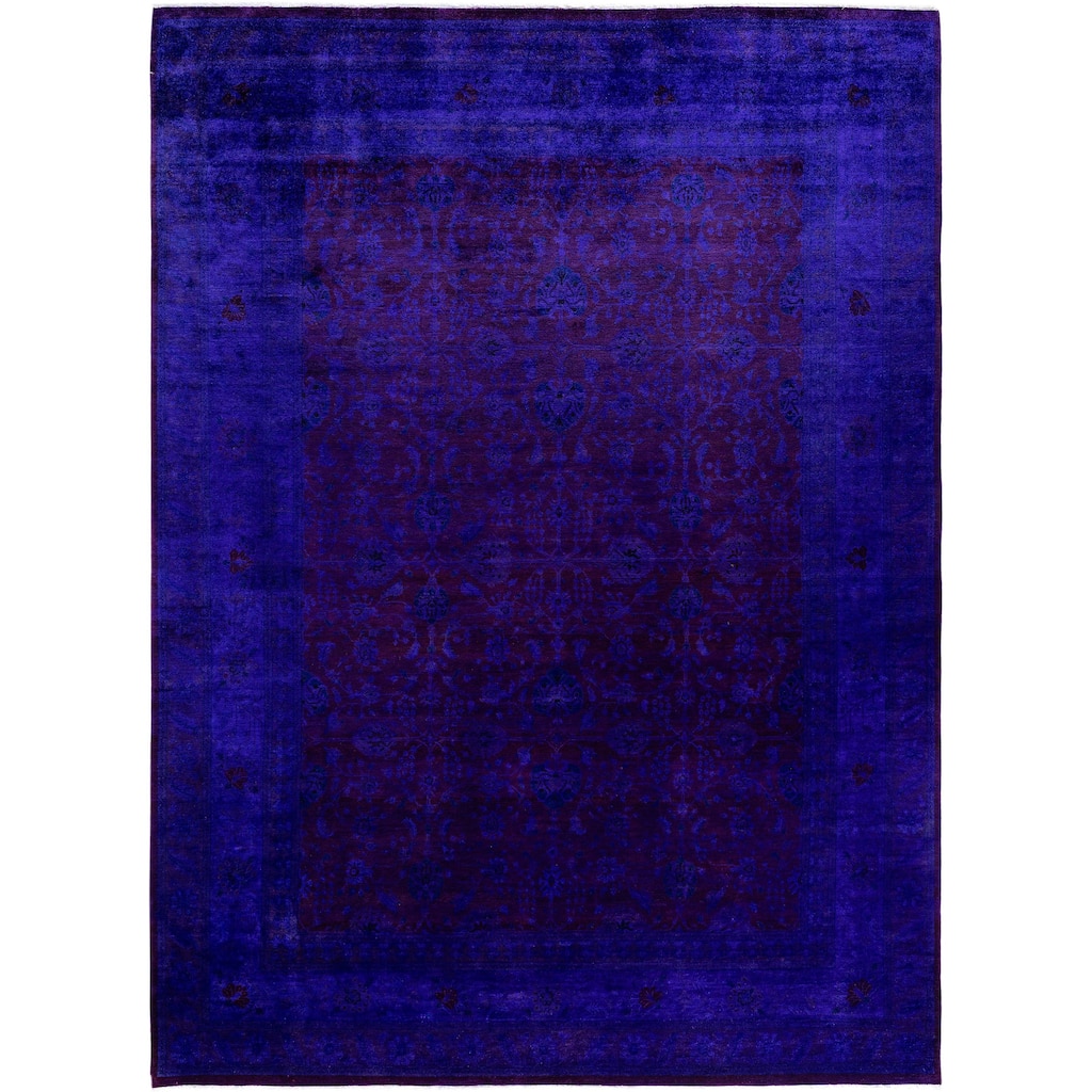 Overdyed One-of-a-Kind Hand-Knotted Area Rug - Purple - 9' 3" x 12' 2"