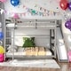 preview thumbnail 1 of 24, Full over Full Bunk Bed with Ladder, With Slide and Shelves,Maximized Space,more interesting,No Box Spring NeededWhite Gray