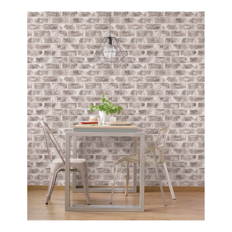 Brewster Jomax Grey Warehouse Brick Wallpaper - 20.5 x 396 x 0.025