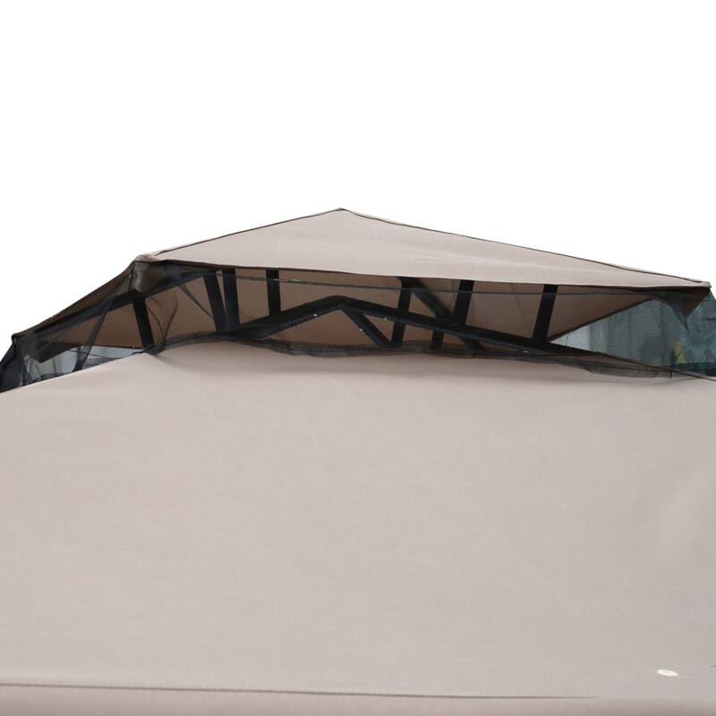 Outsunny 9.5' x 9.5' Patio Gazebo Outdoor Pavilion 2 Tire Roof Canopy Shelter Garden Event Party Tent Yard Sun Shade Steel Frame