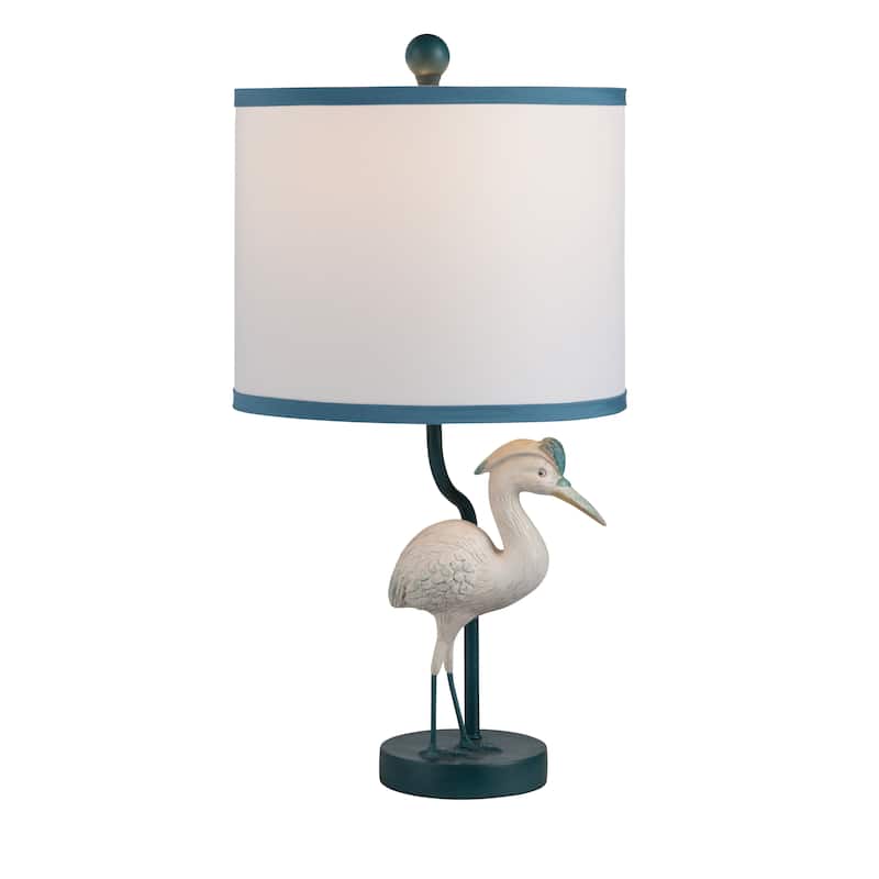 22"H Navy Blue And White Coastal Bird Table Lamp - 11" x 11" x 22"