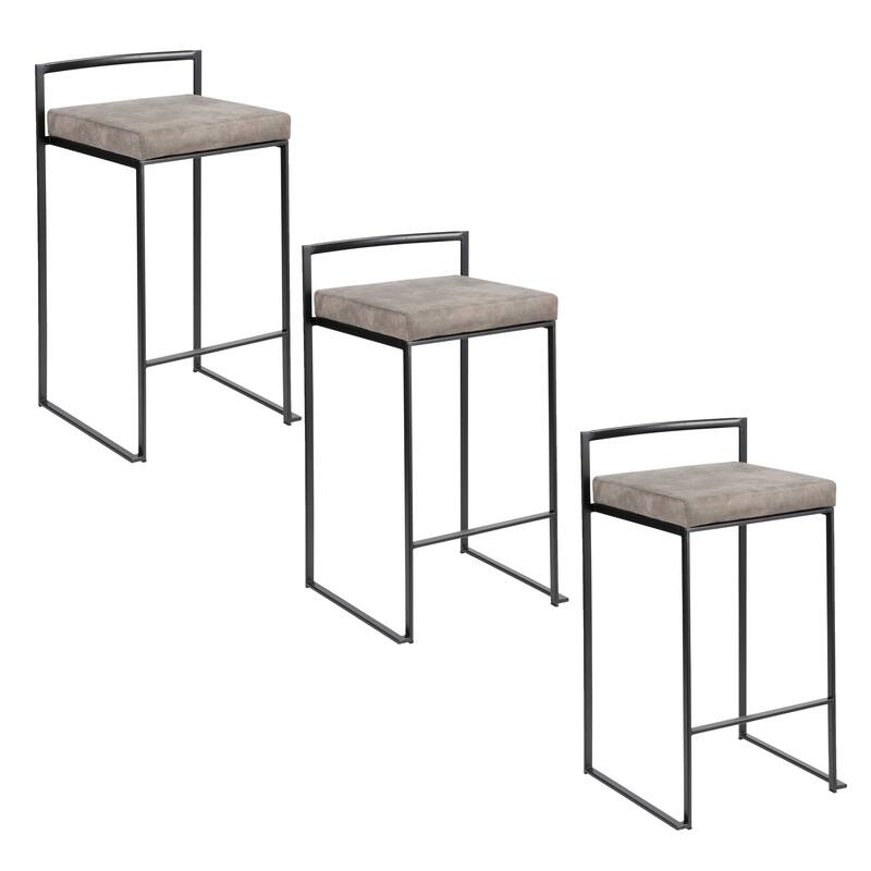 Porch & Den Forrest Black Stackable Fully Welded Counter Stool (Set of 3)