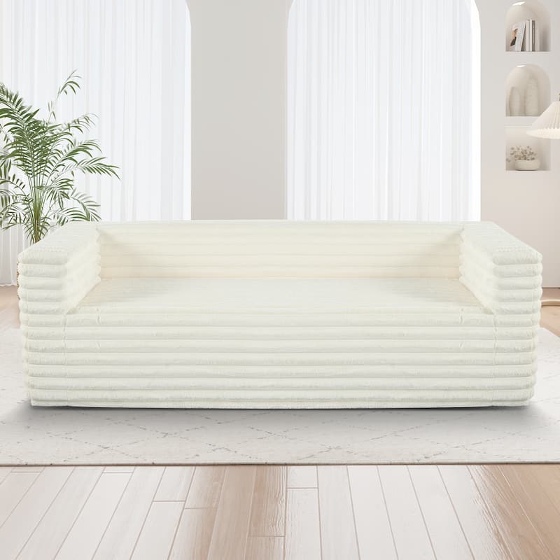 89-Inch Corduroy Sofa - Comfortable 3-Seater Couch for Living Room or Guest Room