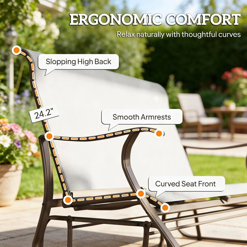 GDFStudio - Johansson Outdoor Glider Bench with Smooth Two-Person Relaxation Comfort - Glider Bench