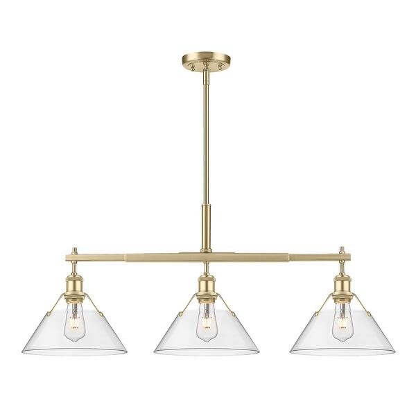 slide 1 of 1, Yep by Golden Lighting Orwell 3-light Island Light in Brushed Champagne Brass and Clear Glass - Gold