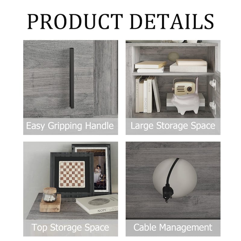 80" Modern Electric Fireplace TV Stand with 20-Color LED Lights, Fits Up to 90" TV, Adjustable Shelves & Cable Management