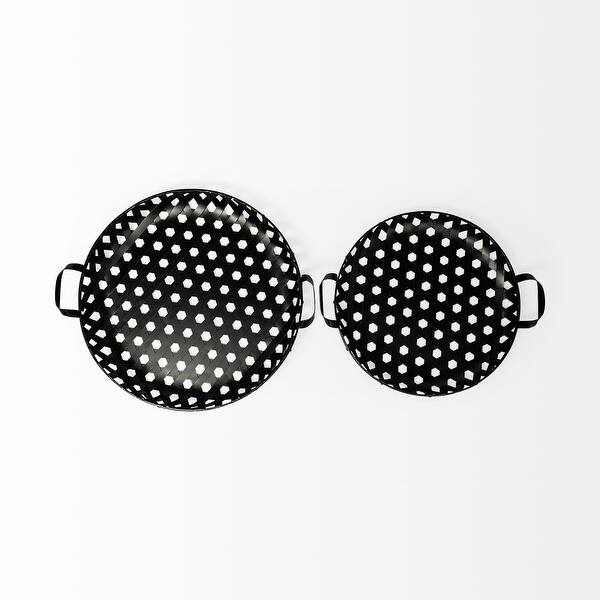 Set Of 2 Matte Black Metal With Interweaved Bottom Trays Set Of 2 Matte Black Metal With Interweaved Bottom Trays