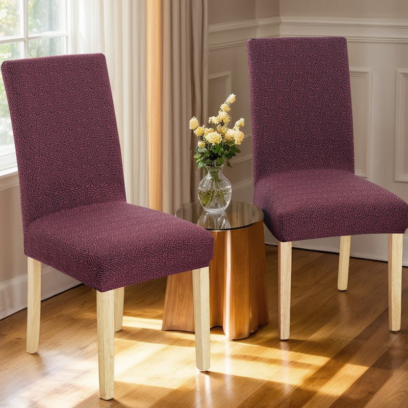 Stretch Jacquard Spandex Chair Covers 2 Pieces - 18x18x24 Inch - Wine