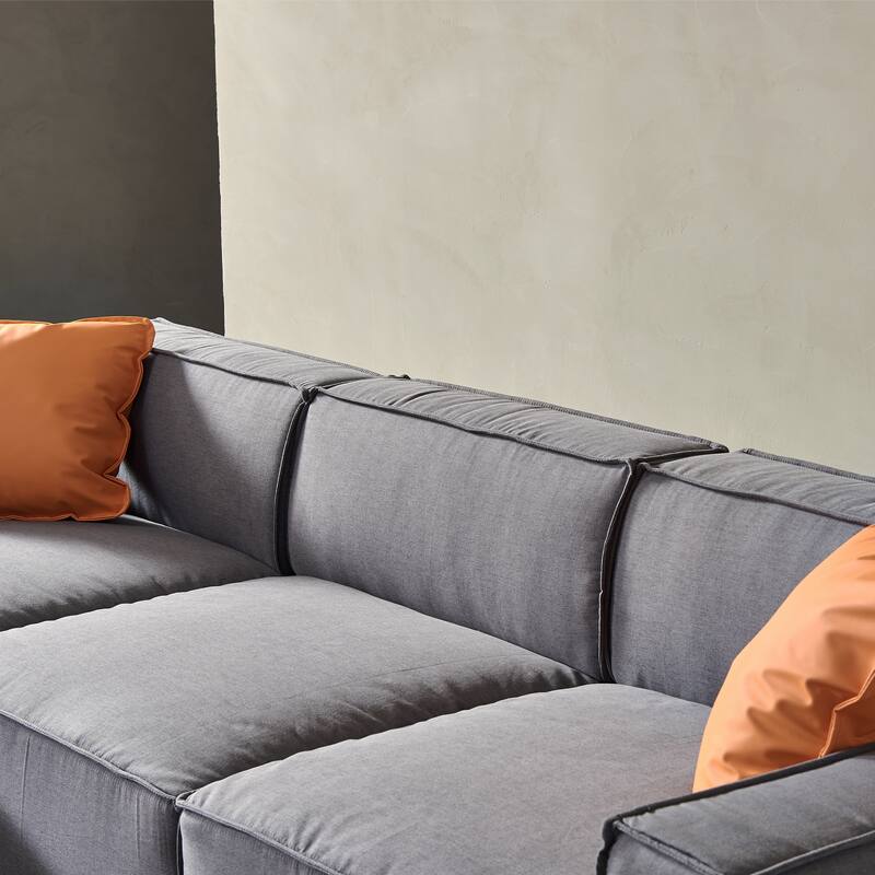 Dark Grey Convertible Sectional Sofa Sleeper Couch with Ottoman & 2 Pillows, Modern L Shape