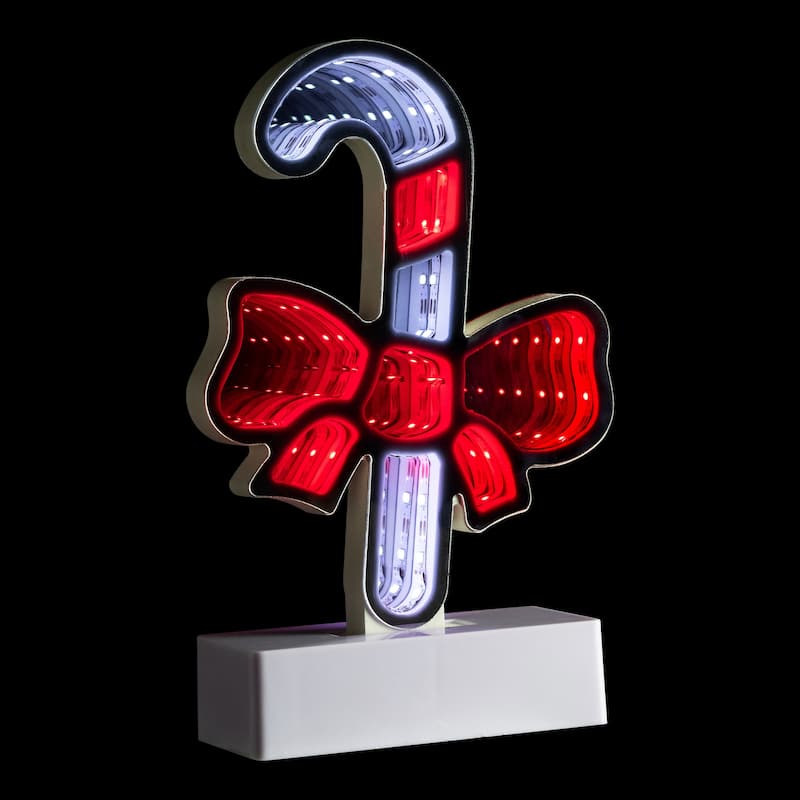 LED 3D Candy Cane with Bow Christmas Tunnel Light - 8"