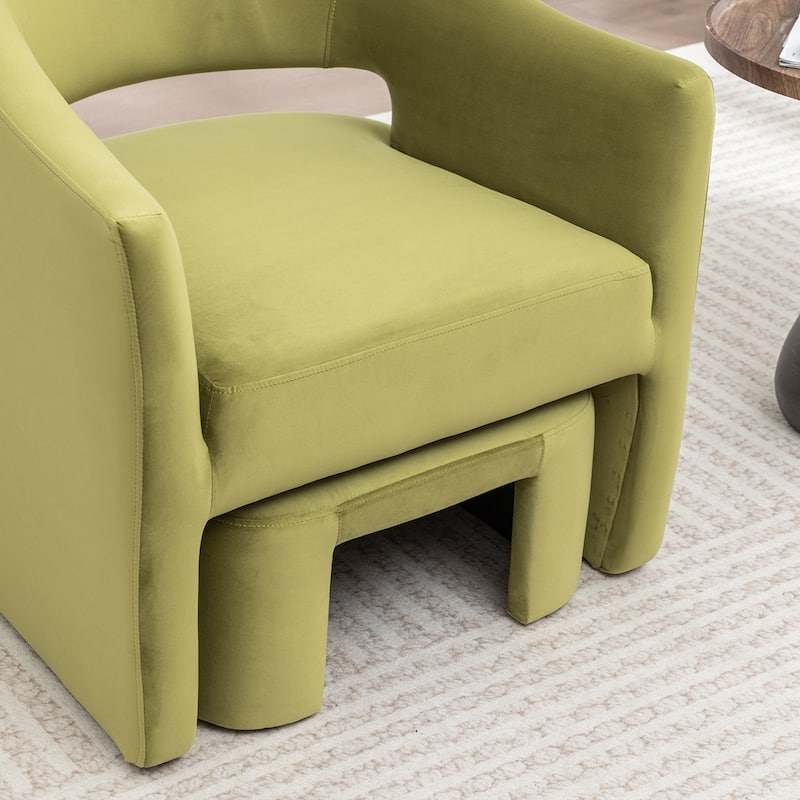 SEYNAR Modern Glam Velvet Accent Armchair Open Back with Ottoman