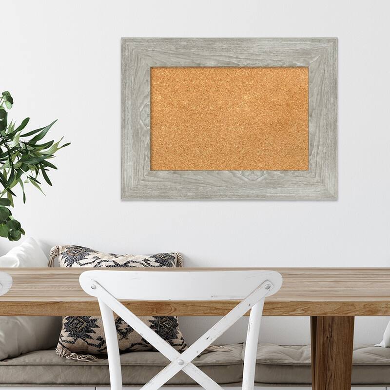 Dove Greywash Framed Cork Bulletin Memo Board