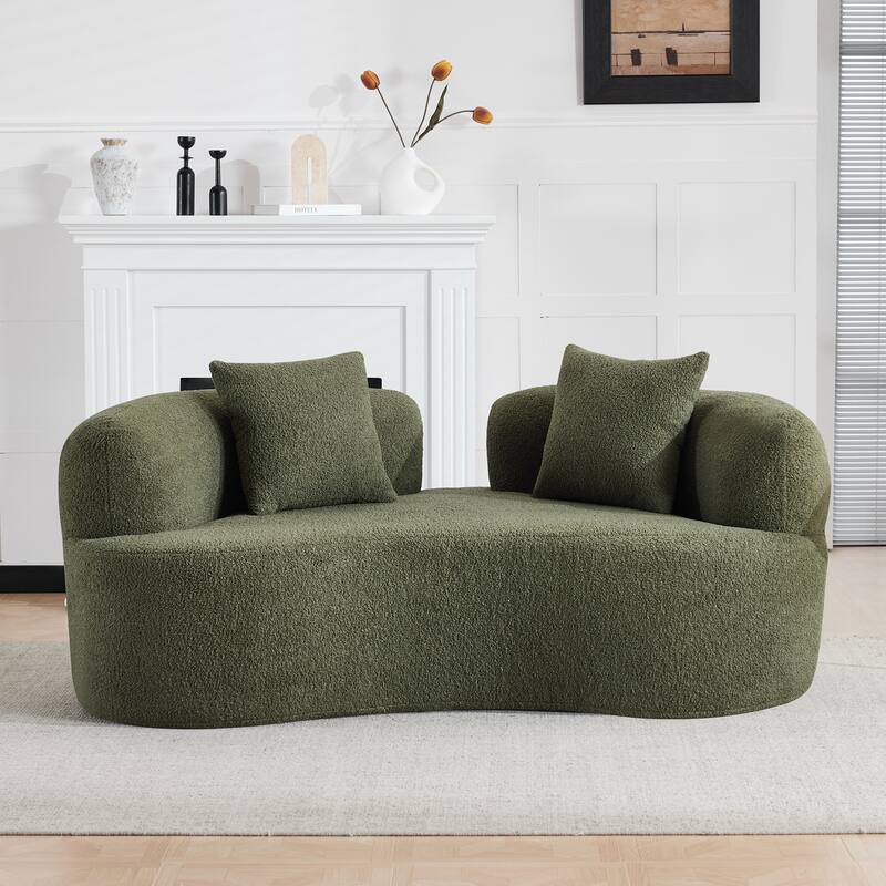 Curved Loveseat Full Compression Sponge Sofa,for Small Spaces & Apartments