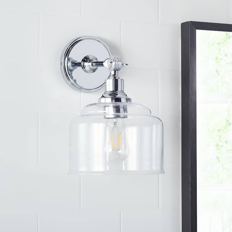 SAFAVIEH Lighting Rozsika Wall Sconce - 8" x 9.5" x 11.5" - Chrome/Clear - 10Wx8Dx12H