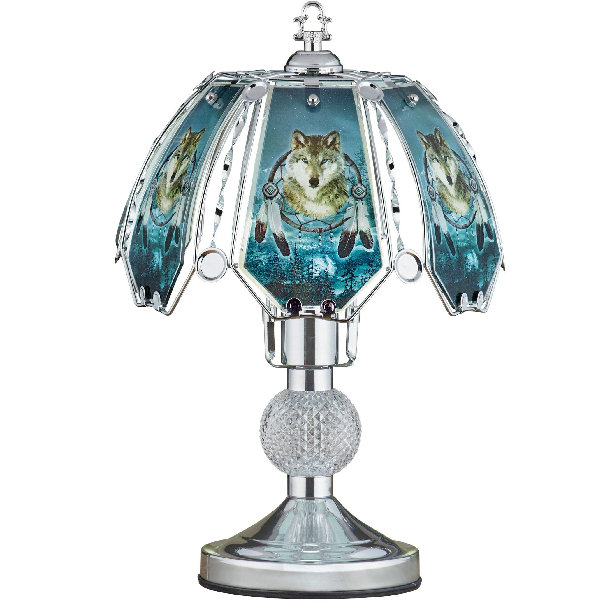 Wolf Dreamcatcher Silver-Toned Touch Lamp - NO SIZE - Bed Bath
