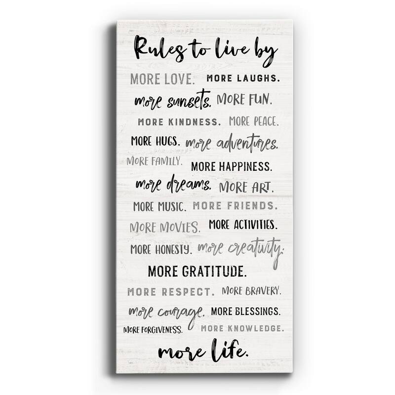 Rules to Live By- Premium Gallery Wrapped Canvas - Ready to Hang - 8x16
