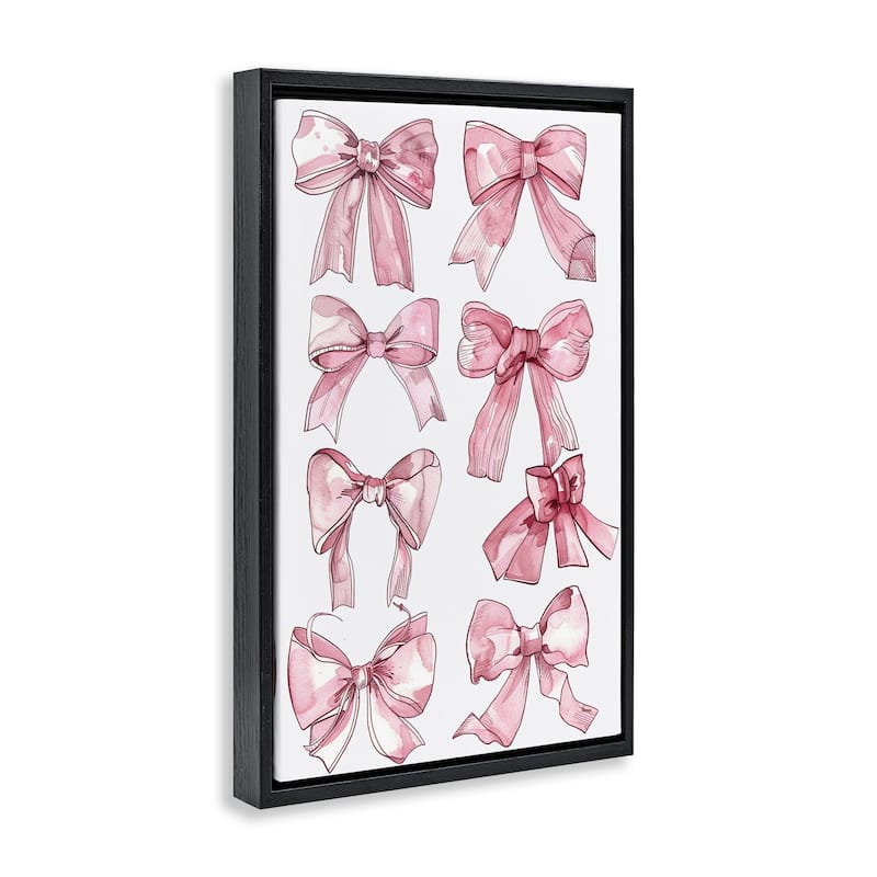 Stupell Various Ribbons in Pink Framed Floater Canvas Wall Art Design By LSR Design Studio