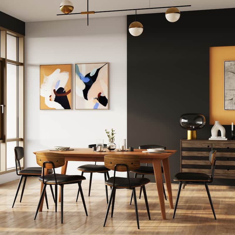 WYNDENHALL Tierney SOLID WOOD 66 inch Wide Rectangle Mid Century Modern Dining Table - 66 W x 40 D x 30 H - Teak Brown