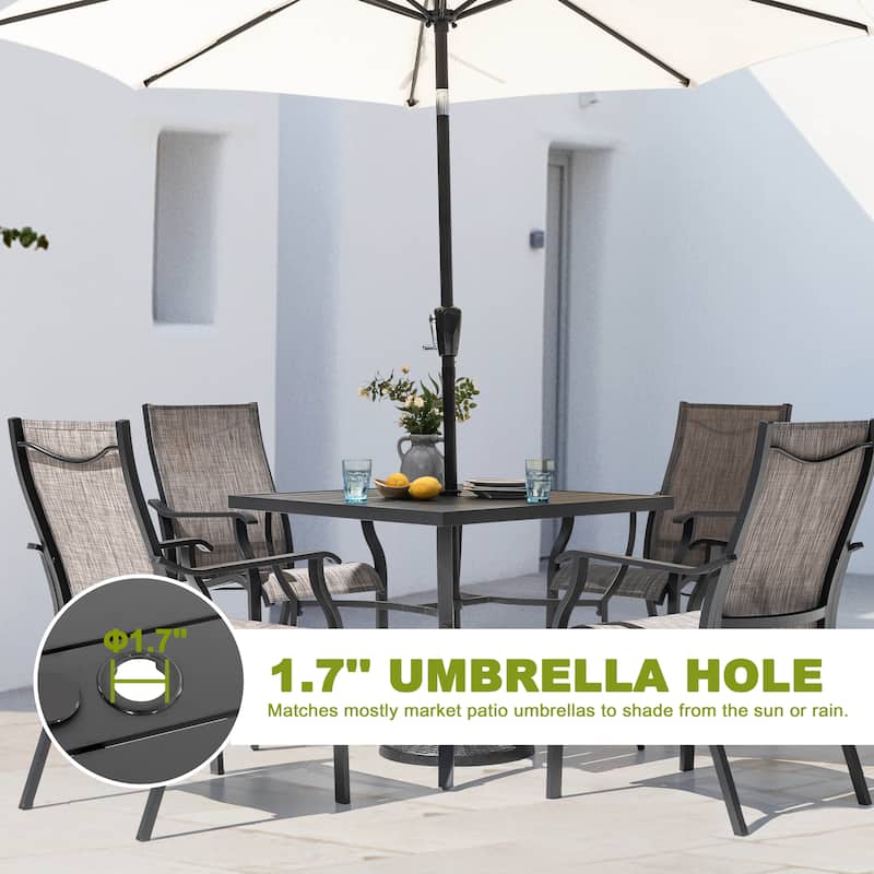 5-Piece Patio Aluminum and Textilene Dining Set with Umbrella Hole