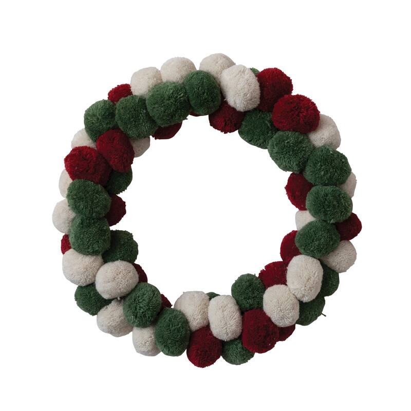 Wool Pom Pom Wreath