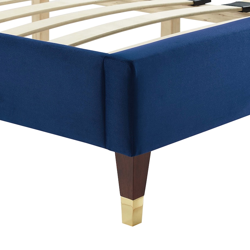 Yasmine Channel Tufted Performance Velvet Queen Platform Bed
