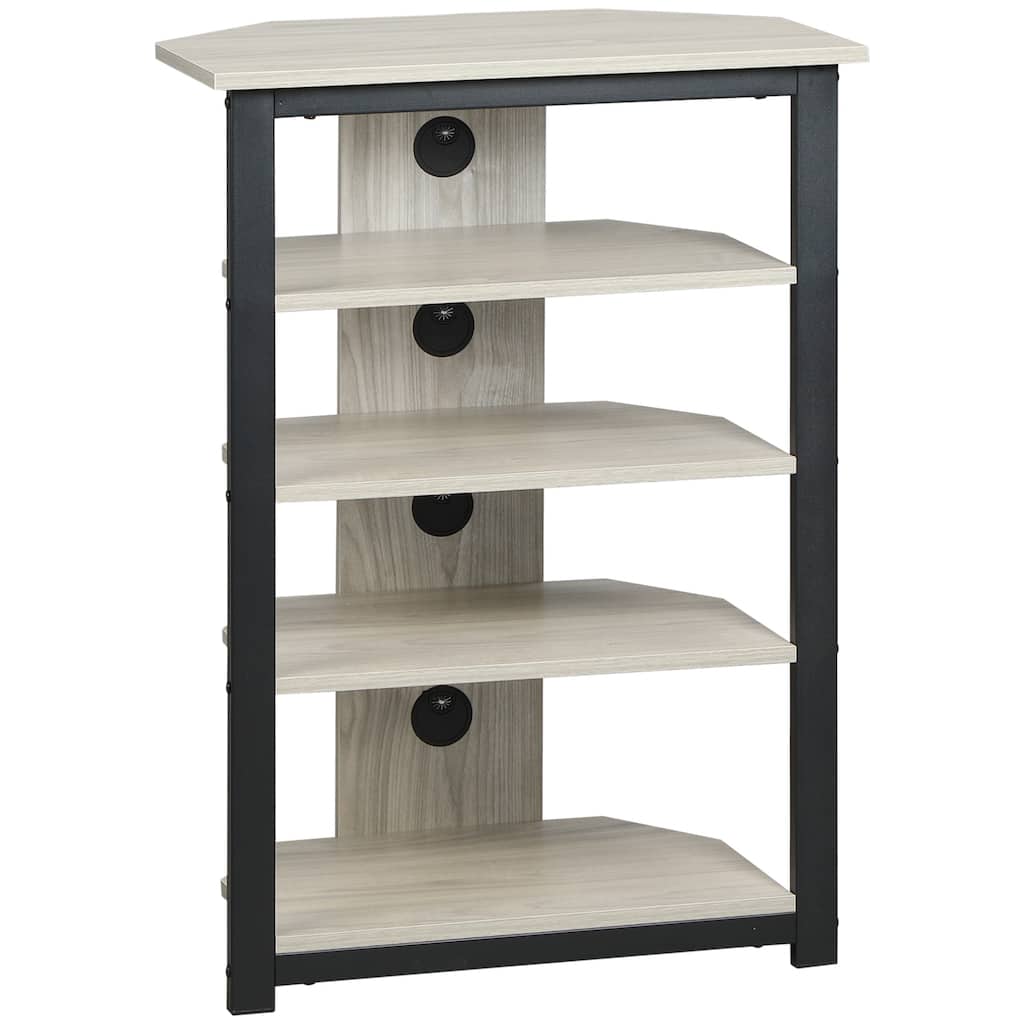 AV Media TV Stand, Corner Audio Tower with Storage Shelves and Steel Frame