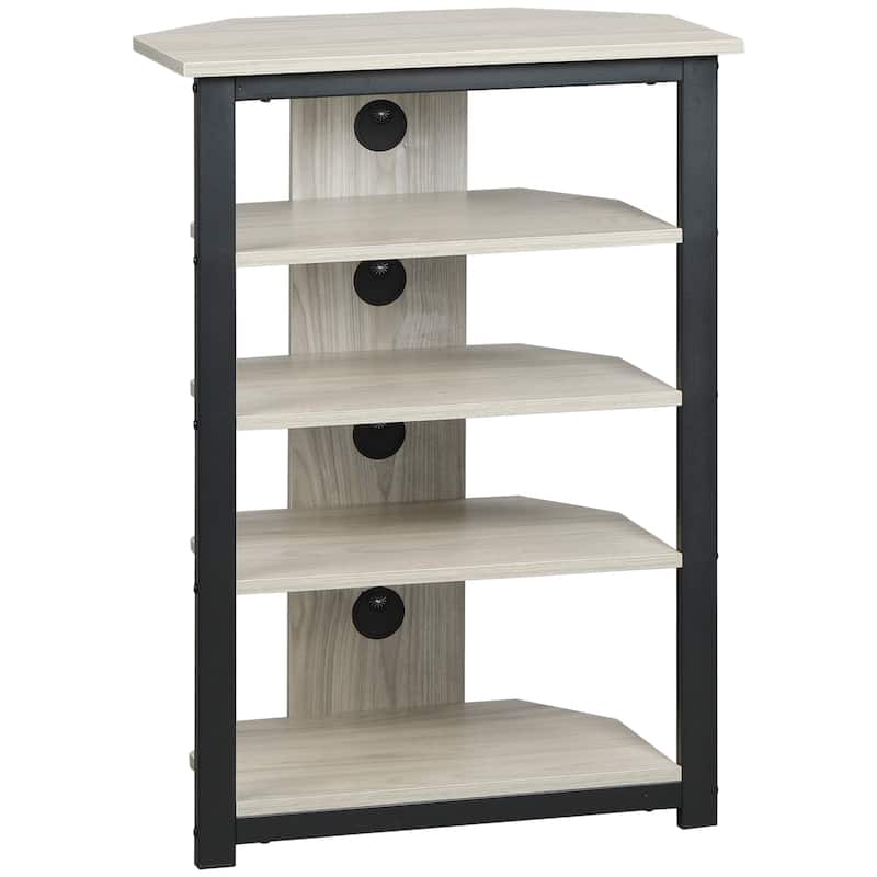 Grey 23.5" TV Stand with Storage Shelves and Steel Frame for Under 29 Inch TVs - Grey