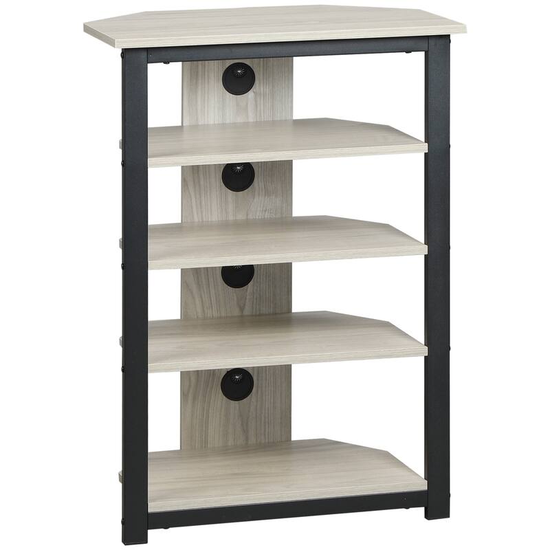 Grey 24" TV Stand with Shelves & Steel Frame for TVs Under 29" - Grey