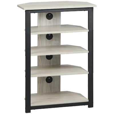 Grey 24" TV Stand with Shelves & Steel Frame for TVs Under 29"