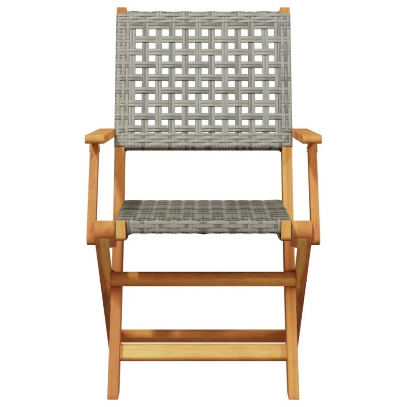 vidaXL Bistro Set Grey and Natural Wood Solid acacia wood, PE rattan Small - 21.2x35.8x22.4