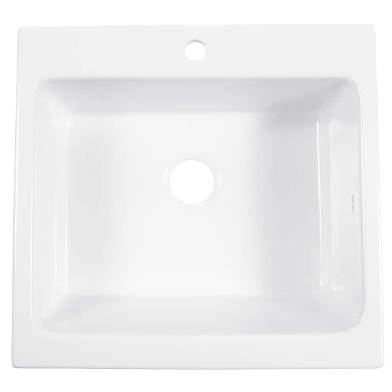 Parker Crisp White Fireclay 26" Single Bowl Quick-Fit Drop-In Farmhouse Apron Kitchen Sink (1 Hole) and Drain