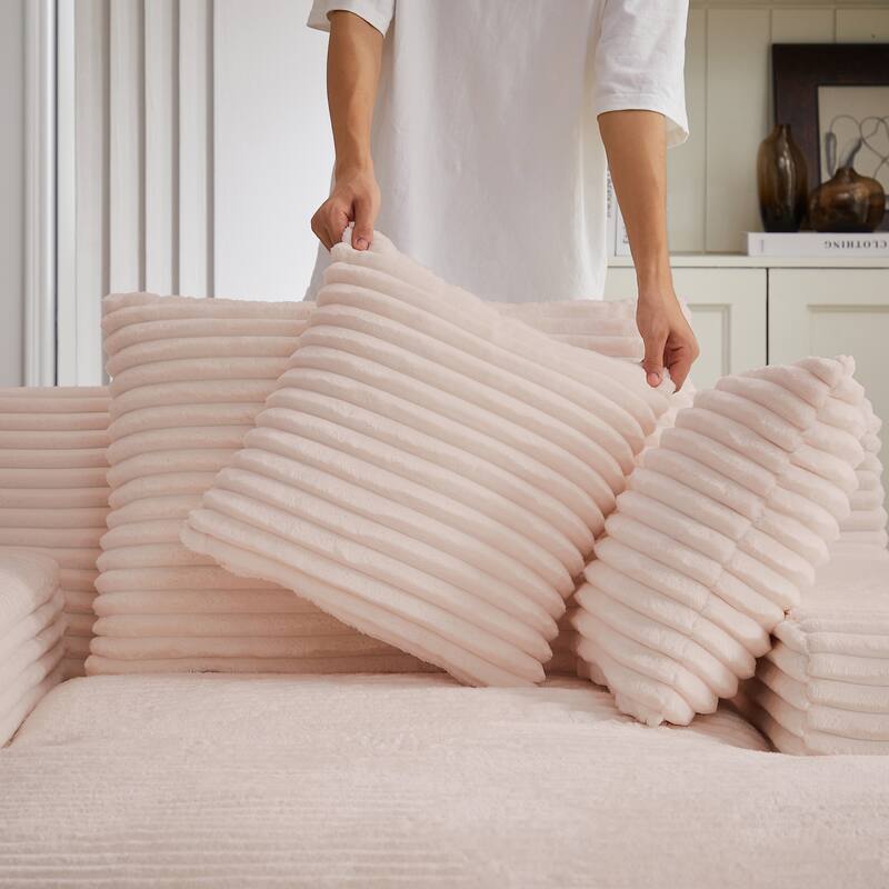 Lazy Sofa Chair Single Chaise Lounge Corduroy Upholstered Sleeper Sofa Ergonomic Couch Chair with Full Foam Cushion and Pillows