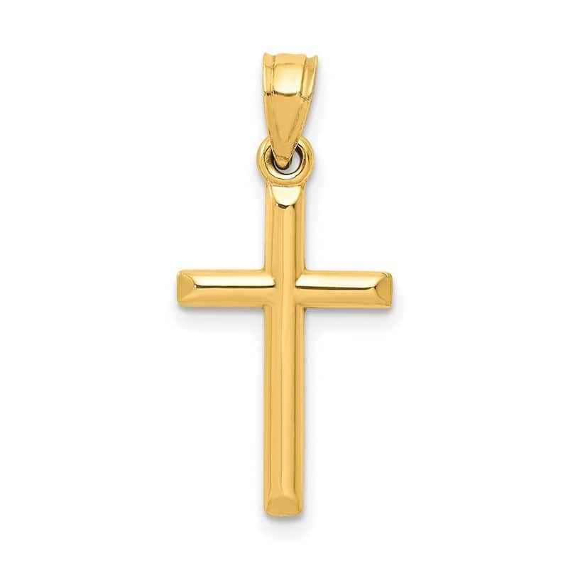 Curata 10k Yellow Gold 18" 12 x25mm Small Polished Latin Cross Necklace