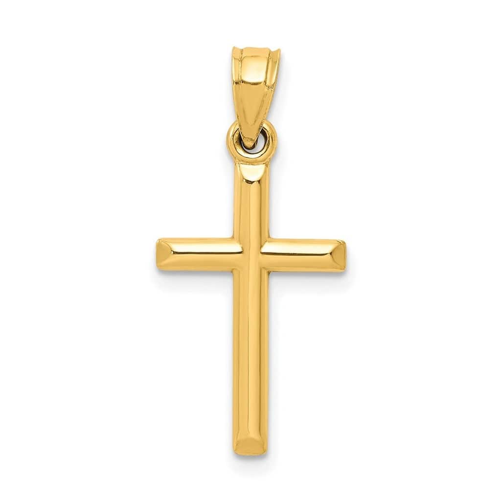 Curata 10k Yellow Gold 18" 12 x25mm Small Polished Latin Cross Necklace