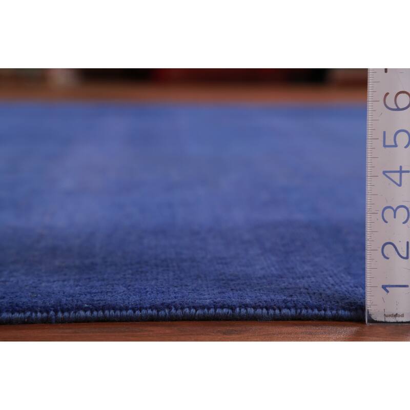 Hand Knotted Oriental 100% Wool Carpet Modern Solid Navy Blue & Blues Gabbeh Area Rug - 12' 0'' X 9' 0''