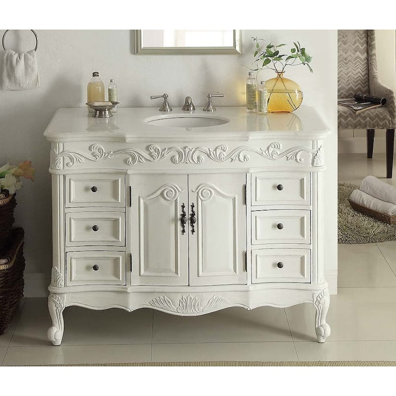 Benton Collection 48" Breston Single Sink Bathroom Vanity - White