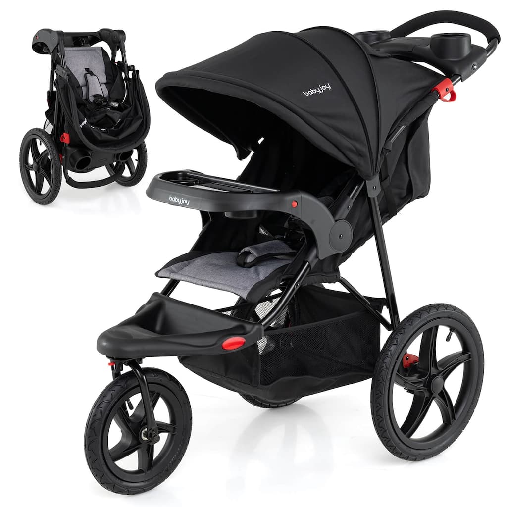 Babyjoy Jogging Stroller Foldable Jogger with Adjustable Canopy - See Details