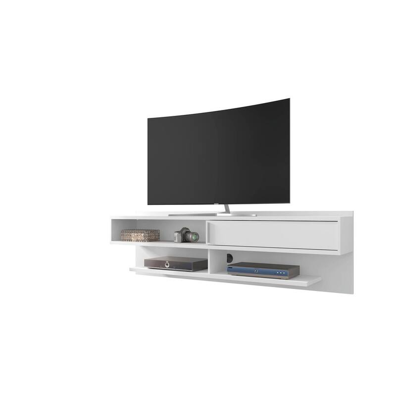 Manhattan Comfort Jabolinski Wood 70 In. Floating Living Room Entertainment Furniture - White